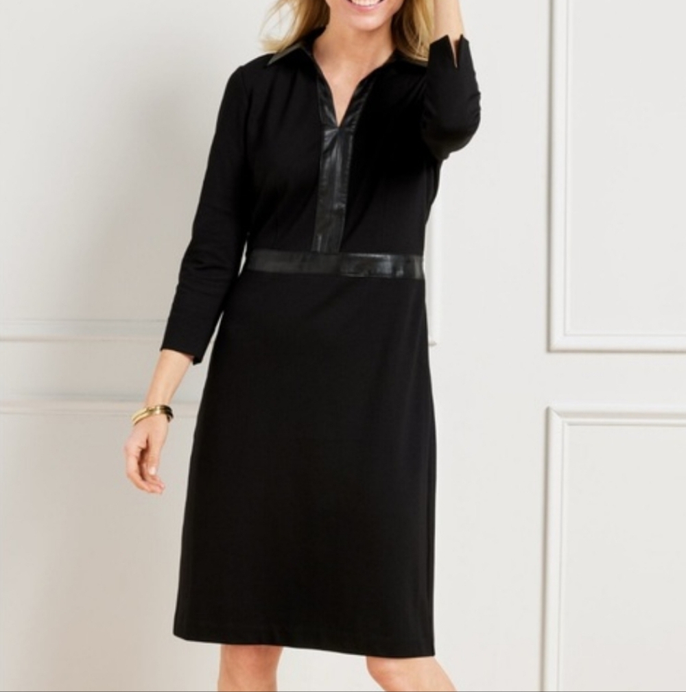 NWOT Talbot's knit dress with faux leather trim